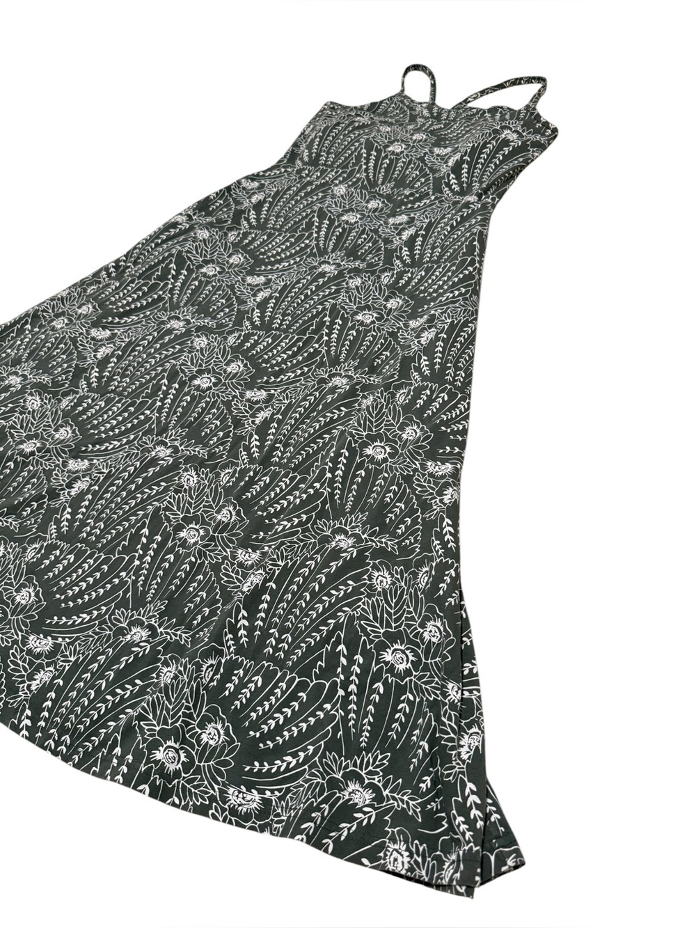 PACT Organic Fit & Flare Midi Dress in Sage Green Floral Size Small Large - Picture 5 of 8